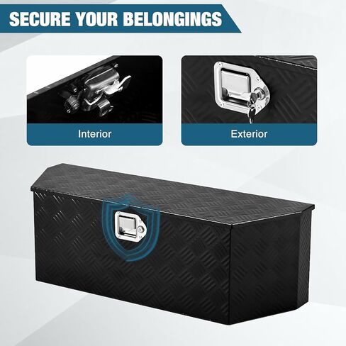 GarveeTech Trailer Tongue Box, Heavy Duty Trailer Tongue Tool Box Storage Organizer with Lock & Keys, Utility Tool Chest for Pickup Truck Bed, RV, SUV, 36" x 12" x 12" (36"-Steel-Black) in Kuwait