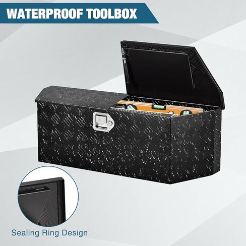 GarveeTech Trailer Tongue Box, Heavy Duty Trailer Tongue Tool Box Storage Organizer with Lock & Keys, Utility Tool Chest for Pickup Truck Bed, RV, SUV, 36" x 12" x 12" (36"-Steel-Black) in Kuwait