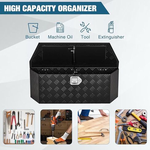GarveeTech Trailer Tongue Box, Heavy Duty Trailer Tongue Tool Box Storage Organizer with Lock & Keys, Utility Tool Chest for Pickup Truck Bed, RV, SUV, 36" x 12" x 12" (36"-Steel-Black) in Kuwait