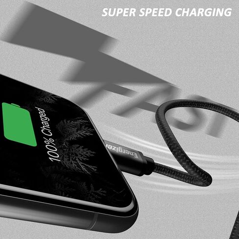 Premier Accessories Group Energizer iPhone Charger Lightning Cable 6ft MFi Fast Charging Sync & Charge Apple Smart Cord، لافندر أرجواني نايلون مضفر 6 أقدام in Kuwait