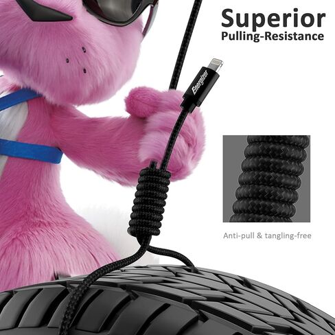 Premier Accessories Group Energizer iPhone Charger Lightning Cable 6ft MFi Fast Charging Sync & Charge Apple Smart Cord، لافندر أرجواني نايلون مضفر 6 أقدام in Kuwait
