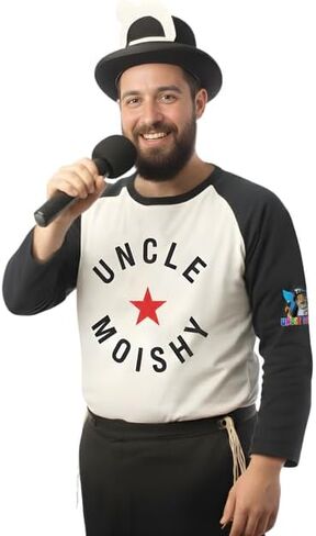 مجموعة أزياء Uncle Moishy للبالغين - قبعة وقميص ولعبة زي ميكروفون، زي أداء للملابس والحفلات والمناسبات المدرسية in Saudi Arabia
