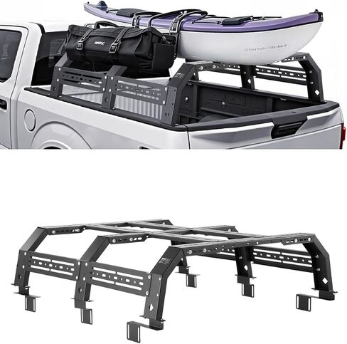 حامل سرير VEVOR Overland Truck، بعرض 54.3-68.3 بوصة، رف شحن للسرير البري قابل للتعديل مع شريط جانبي وسعة تحميل ثابتة 900 رطل، فولاذ شديد التحمل، متوافق مع الشاحنات كاملة الحجم ومتوسطة الحجم in Kuwait