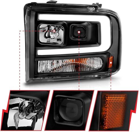 Projector Headlights 21.47 Inch x 18.49 Inch x 14.31 Inch H1 H7 Halogen Black Clear Lens in Saudi Arabia