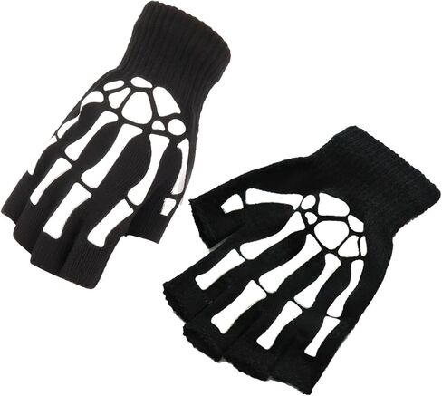 2 pcs Unisex Halloween,Skeleton Gloves for Women Men - Skull Bone Gloves Halloween Accessories Skeleton Gloves Glow in The Dark in Saudi Arabia