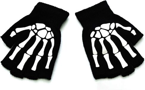 2 pcs Unisex Halloween,Skeleton Gloves for Women Men - Skull Bone Gloves Halloween Accessories Skeleton Gloves Glow in The Dark in Saudi Arabia