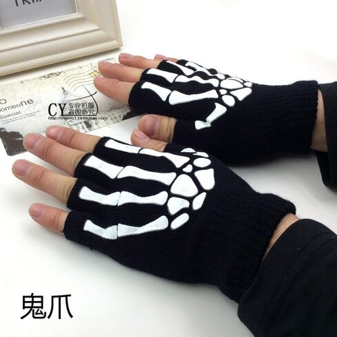 2 pcs Unisex Halloween,Skeleton Gloves for Women Men - Skull Bone Gloves Halloween Accessories Skeleton Gloves Glow in The Dark in Saudi Arabia