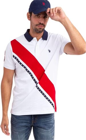 U.S. Polo Assn. Diagonal Sash Pique Polo Pink Peacock MD in Saudi Arabia
