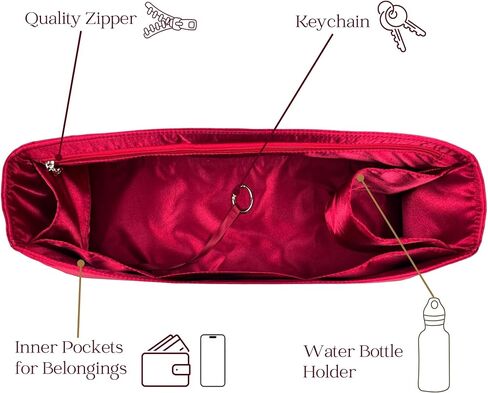 Organizer for Coa.h Soft Empire Carryall 28/40/48, Satin Silk Bag Insert with Zipper Pocket (Size 40, Blush) in Saudi Arabia