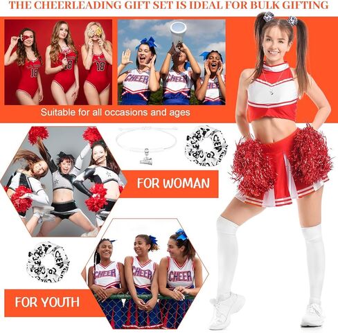 24 Sets Cheer Team Gifts Cheerleader Gifts Cheer Necklaces Bracelets with Cheer Scrunchies Cards Bags Bulk Cheerleader Party Favors Cheerleading Goodie Bag for Cheerleading Teammates Party Supplies in Kuwait