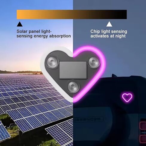 Car Interior Decor LED Heart Light Solar Charging Mood Atmosphere Lamp with Light Sensor 8 Lighting Modes for Dashboard Window in Saudi Arabia