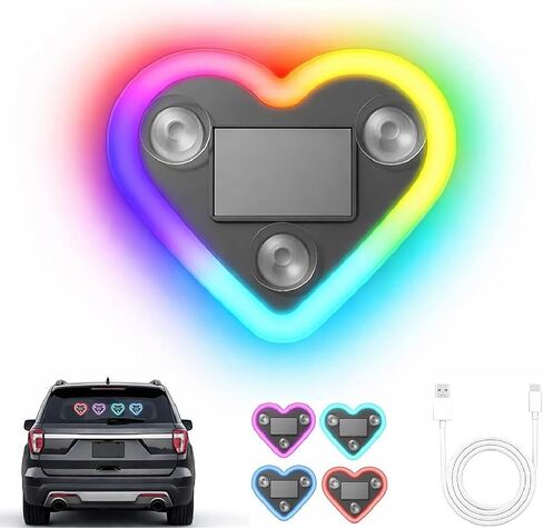 Heart Shape Solar Car LED Light Atmosphere Mood Lamp with Light Sensor Automatic Switch for Interior Automotive Night Decoration in Saudi Arabia