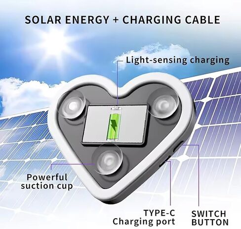 Heart Shape Solar Car LED Light Atmosphere Mood Lamp with Light Sensor Automatic Switch for Interior Automotive Night Decoration in Saudi Arabia