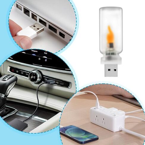 ضوء اللهب LED USB - إضاءة محيطة مدمجة عديمة اللهب | للاستخدام الداخلي، والخارجي، والحفلات، وغرفة النوم، والعطلات، والمركبات، والسيارات، والديكور، والإضاءة المزاجية، ويعمل بمنفذ USB، وآمن وواقعي in Kuwait