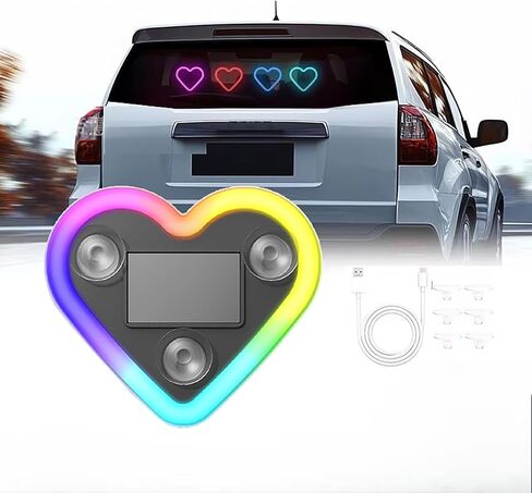 Automotive LED Mood Light Heart Shaped Interior Light with Solar Panel Light Sensing for Car Truck Van Nighttime Decoration in Saudi Arabia