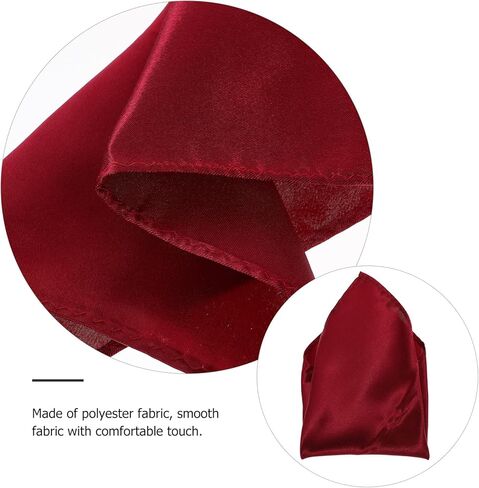 طقم ربطة عنق من الساتان Cummerbund ومنديل جيب للرجال، لمسة نهائية ناعمة، أحمر خمري، إكسسوارات رسمية لحفلات الزفاف والولائم والحفلات in Saudi Arabia