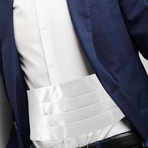 مجموعة مربعة من ربطة عنق Cummerbund للرجال من TEHAUX، ربطة عنق مربوطة مسبقًا مع Cummerbund، إكسسوارات رسمية بيضاء لحفلات الزفاف والحفلات in Kuwait