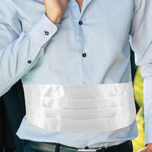 مجموعة مربعة من ربطة عنق Cummerbund للرجال من TEHAUX، ربطة عنق مربوطة مسبقًا مع Cummerbund، إكسسوارات رسمية بيضاء لحفلات الزفاف والحفلات in Kuwait