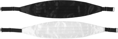 LUOZZY 2pcs Formal Cummerbund for Men Adjustable Waistband Tuxedo Accessories Black and White Wedding Party Suit Events in Saudi Arabia