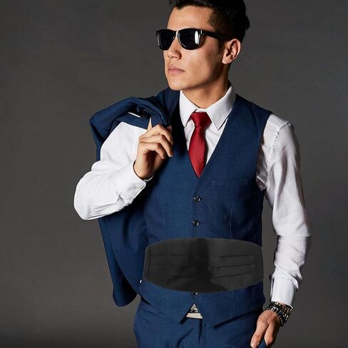 LUOZZY 2pcs Formal Cummerbund for Men Adjustable Waistband Tuxedo Accessories Black and White Wedding Party Suit Events in Saudi Arabia