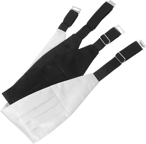 LUOZZY 2pcs Formal Cummerbund for Men Adjustable Waistband Tuxedo Accessories Black and White Wedding Party Suit Events in Saudi Arabia