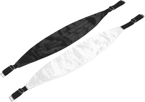 LUOZZY 2pcs Formal Cummerbund for Men Adjustable Waistband Tuxedo Accessories Black and White Wedding Party Suit Events in Saudi Arabia