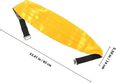 طقم ربطة عنق ومنديل للرجال من Cummerbund، نسيج بوليستر ناعم، أصفر، إكسسوارات الزفاف والحفلات الرسمية للرجال in Kuwait