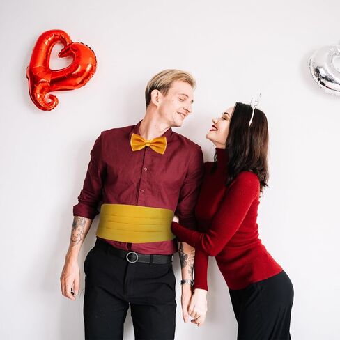 طقم ربطة عنق ومنديل للرجال من Cummerbund، نسيج بوليستر ناعم، أصفر، إكسسوارات الزفاف والحفلات الرسمية للرجال in Kuwait