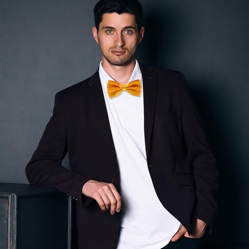 طقم ربطة عنق ومنديل للرجال من Cummerbund، نسيج بوليستر ناعم، أصفر، إكسسوارات الزفاف والحفلات الرسمية للرجال in Kuwait