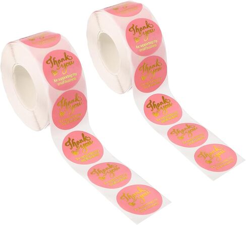 PATIKIL 1000Pcs Thank You Stickers, 1" Round Self-Adhesive Labels Small Thank You Stickers Roll for Small Business Sealing Box Envelope, Thank You Style14 in Saudi Arabia