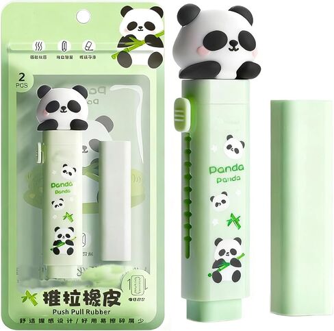 2 Sets Cute Panda Push Pull Rubber Erasers Kawaii Large Capacity Pencil Erasers for School Office Home Classroom Prize Party Favors in Saudi Arabia