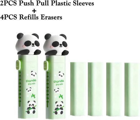 2 Sets Cute Panda Push Pull Rubber Erasers Kawaii Large Capacity Pencil Erasers for School Office Home Classroom Prize Party Favors in Saudi Arabia