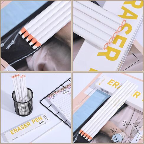 Precision Eraser 10 Pack Drawing Eraser Pens for Artists Perfection Detail Erasers Pen with Sharpener Accurate Force Transmission Erasers Perfect for Sketches and Coloured Illustrations in Saudi Arabia