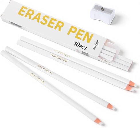 Precision Eraser 10 Pack Drawing Eraser Pens for Artists Perfection Detail Erasers Pen with Sharpener Accurate Force Transmission Erasers Perfect for Sketches and Coloured Illustrations in Saudi Arabia