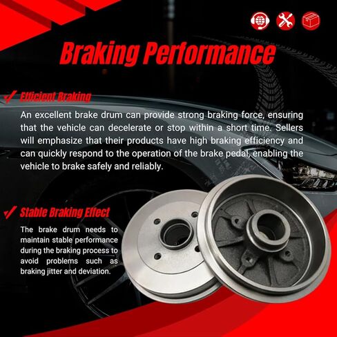 Rear Brake Drum fits Jeep Compass 2014 2015 2016 2017 2.0L l4 Rear Drums Brks, 1-PC in Kuwait