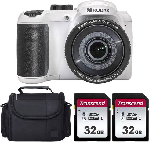 كاميرا Kodak PIXPRO AZ255 الرقمية + بطاقة ذاكرة SanDisk سعة 32 جيجابايت (2) + حقيبة كاميرا/فيديو رقمية (أسود) in Kuwait