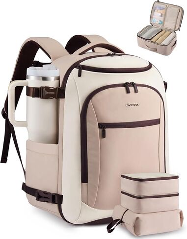 LOVEVOOK 40L Travel Backpack for Women & Men,Airline Approved Carry On Backpack with 3 Packing Cubes,TSA Waterproof Personal Item Bag,Weekender Overnight Essentials Backpacks fits 18" Laptop in Saudi Arabia