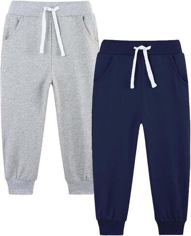 عبوة من قطعتين من السراويل الرياضية للأولاد والبنات من الصوف للركض والركض للأطفال الصغار مع جيب ملابس مدرسية للأطفال in Kuwait