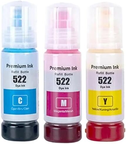 Color Compatible Bottle Water Based Refill Dye Ink 522 T522 4X Compatible with Printer Supplies ET-1110 ET-1810 ET-2400 ET-2710 ET-2720(1Bottle Black) in Saudi Arabia