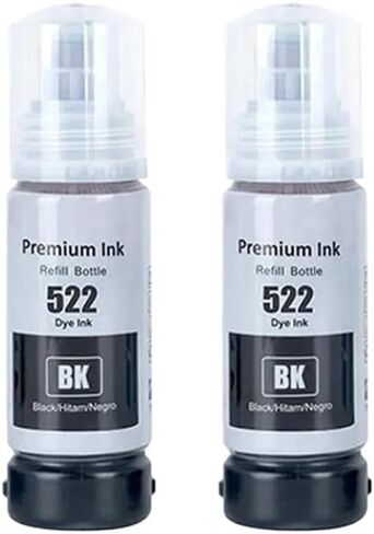 Color Compatible Bottle Water Based Refill Dye Ink 522 T522 4X Compatible with Printer Supplies ET-1110 ET-1810 ET-2400 ET-2710 ET-2720(1Bottle Black) in Saudi Arabia
