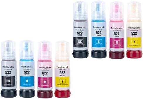 Color Compatible Bottle Water Based Refill Dye Ink 522 T522 4X Compatible with Printer Supplies ET-1110 ET-1810 ET-2400 ET-2710 ET-2720(1Bottle Black) in Saudi Arabia