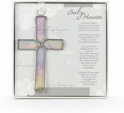 Baby in Heaven Clear Mosaic Handmade Glass Cross-Infant Loss Gift- Child Loss Sympathy Gift - Memorial Ornament for Miscarriage in Saudi Arabia