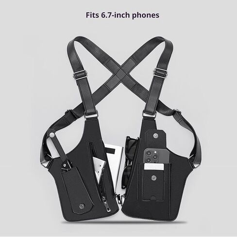 Men's Double Shoulder Bag - Premium Leather Underarm Holster Bag with Anti-Theft Design, Underarm Concealed Vest, Adjustable Strap for Travel & Daily Use in Saudi Arabia