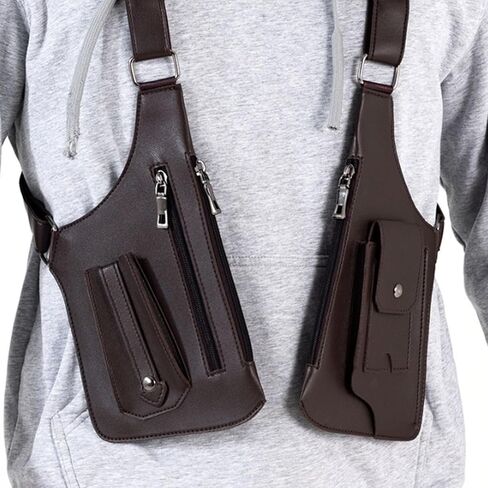 Men's Double Shoulder Bag - Premium Leather Underarm Holster Bag with Anti-Theft Design, Underarm Concealed Vest, Adjustable Strap for Travel & Daily Use in Saudi Arabia