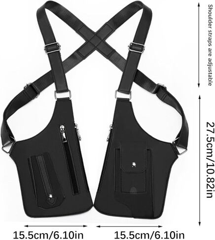 Men's Double Shoulder Bag - Premium Leather Underarm Holster Bag with Anti-Theft Design, Underarm Concealed Vest, Adjustable Strap for Travel & Daily Use in Saudi Arabia