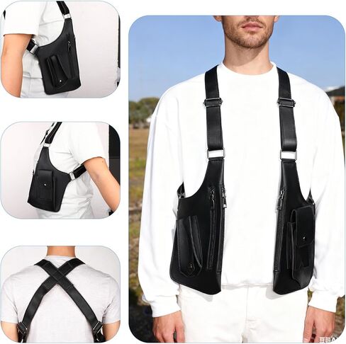 Underarm Shoulder Bag for Men,Premium Leather Double Armpit Shoulder Bag with Adjustable Strap Anti Theft Pickpocke (black) in Saudi Arabia