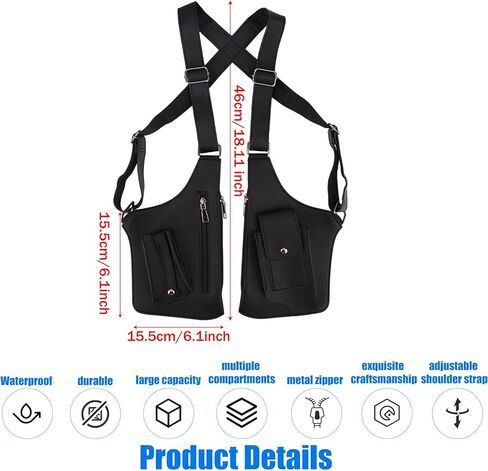 Underarm Shoulder Bag for Men,Premium Leather Double Armpit Shoulder Bag with Adjustable Strap Anti Theft Pickpocke (black) in Saudi Arabia