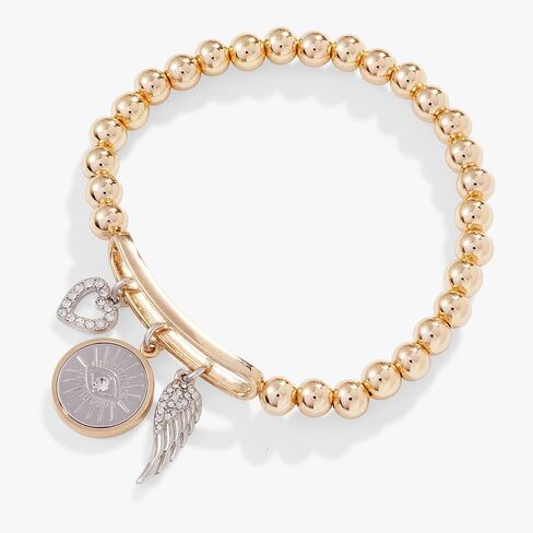 Alex and Ani A22EESTBRSG,Evil Eye Charm Stretch Bracelet,Shiny Gold,Gold 30B00008, Bracelets in Saudi Arabia