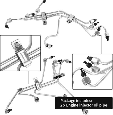 MuHize 8PCS Stainless Steel Fuel Injection Lines, Direct Fit for Ford F150 F250 F350 F450 F550 1983-1994 6.9L/7.3L IDI Diesel, DE8TZ-9A555A Replacement, Leak-Proof 3000 PSI & Bolt-On Installation in Saudi Arabia