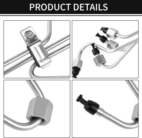 MuHize 8PCS Stainless Steel Fuel Injection Lines, Direct Fit for Ford F150 F250 F350 F450 F550 1983-1994 6.9L/7.3L IDI Diesel, DE8TZ-9A555A Replacement, Leak-Proof 3000 PSI & Bolt-On Installation in Saudi Arabia